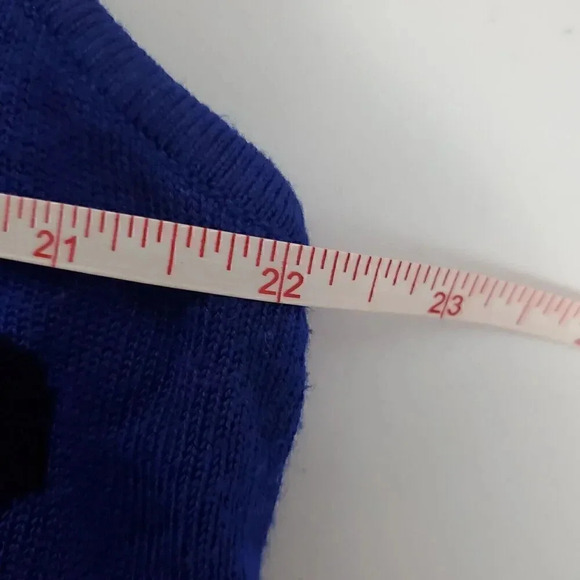 Chico's Travelers SZ 3 XL Double Knit Tank Shell Blue Sleeveless Mock Neck Flora - Picture 8 of 9